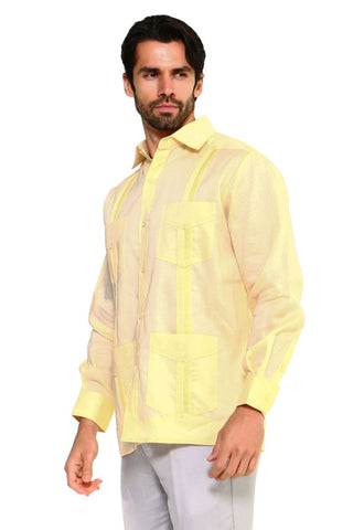 Mojito Men's Plus Size Guayabera Shirt Premium 100% Linen Long Sleeve 3X-8X