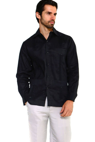 Mojito Men's Plus Size Guayabera Shirt Premium 100% Linen Long Sleeve 3X-8X