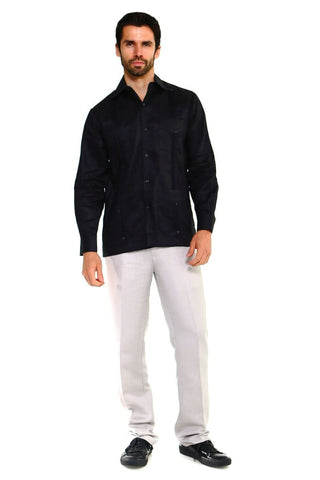 Mojito Men's Plus Size Guayabera Shirt Premium 100% Linen Long Sleeve 3X-8X