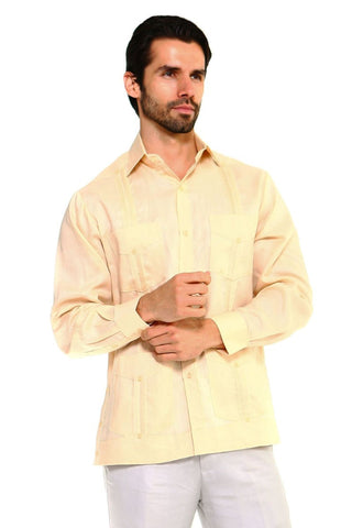 Mojito Men's Plus Size Guayabera Shirt Premium 100% Linen Long Sleeve 3X-8X