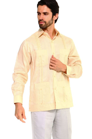 Mojito Men's Plus Size Guayabera Shirt Premium 100% Linen Long Sleeve 3X-8X