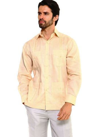 Mojito Men's Plus Size Guayabera Shirt Premium 100% Linen Long Sleeve 3X-8X