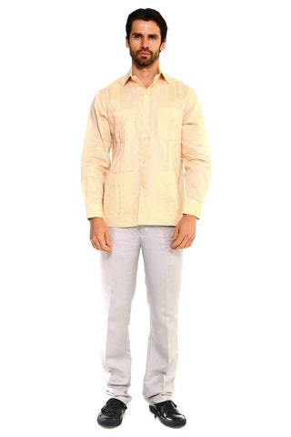 Mojito Men's Plus Size Guayabera Shirt Premium 100% Linen Long Sleeve 3X-8X