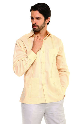 Mojito Men's Plus Size Guayabera Shirt Premium 100% Linen Long Sleeve 3X-8X