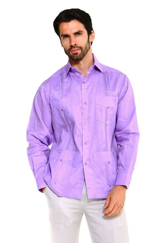 Mojito Men's 100% Linen Four-Pocket Long Sleeve Guayabera Shirt