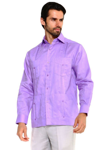 Mojito Men's Plus Size Guayabera Shirt Premium 100% Linen Long Sleeve 3X-8X