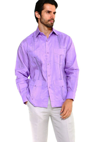 Mojito Men's 100% Linen Four-Pocket Long Sleeve Guayabera Shirt