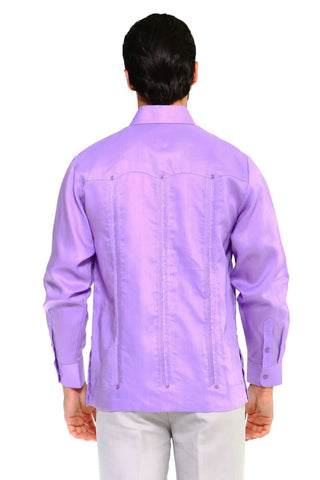 Mojito Men's 100% Linen Four-Pocket Long Sleeve Guayabera Shirt