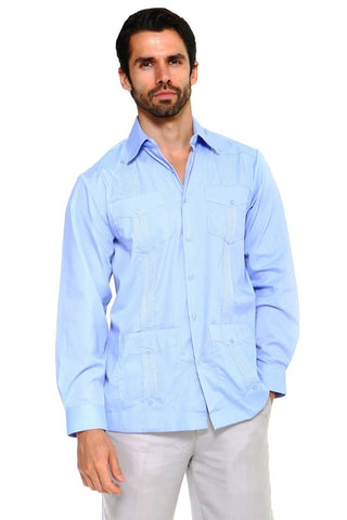Mojito Men's Plus Size Guayabera Shirt Premium 100% Linen Long Sleeve 3X-8X
