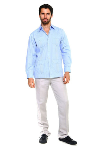 Mojito Men's Plus Size Guayabera Shirt Premium 100% Linen Long Sleeve 3X-8X