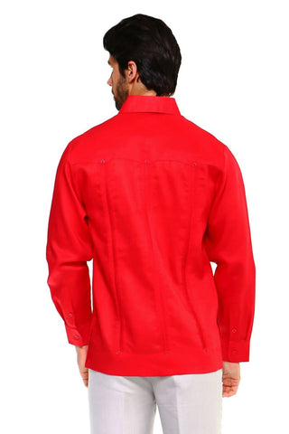Mojito Men's 100% Linen Four-Pocket Long Sleeve Guayabera Shirt