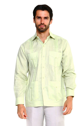 Mojito Men's Plus Size Guayabera Shirt Premium 100% Linen Long Sleeve 3X-8X