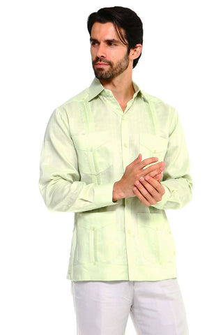 Mojito Men's Plus Size Guayabera Shirt Premium 100% Linen Long Sleeve 3X-8X