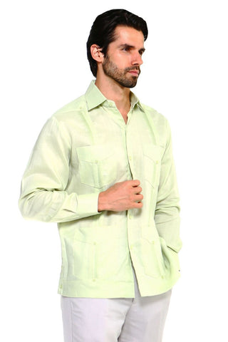 Mojito Men's Plus Size Guayabera Shirt Premium 100% Linen Long Sleeve 3X-8X