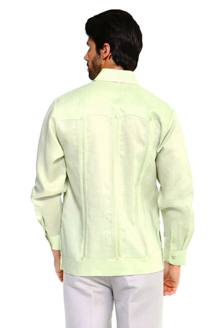 Mojito Men's Plus Size Guayabera Shirt Premium 100% Linen Long Sleeve 3X-8X