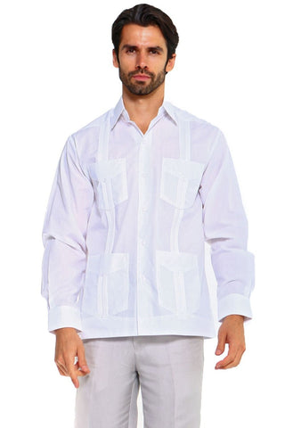 Mojito Men's Plus Size Guayabera Shirt Premium 100% Linen Long Sleeve 3X-8X