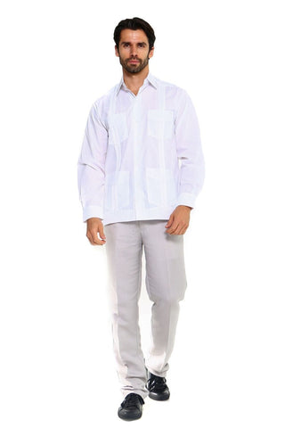 Mojito Men's Plus Size Guayabera Shirt Premium 100% Linen Long Sleeve 3X-8X
