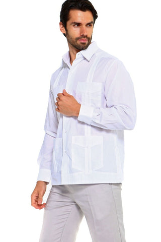 Mojito Men's Plus Size Guayabera Shirt Premium 100% Linen Long Sleeve 3X-8X