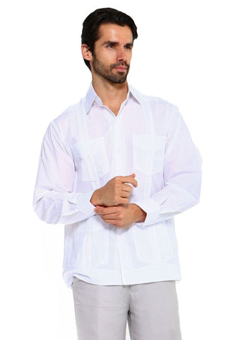 Mojito Men's Plus Size Guayabera Shirt Premium 100% Linen Long Sleeve 3X-8X