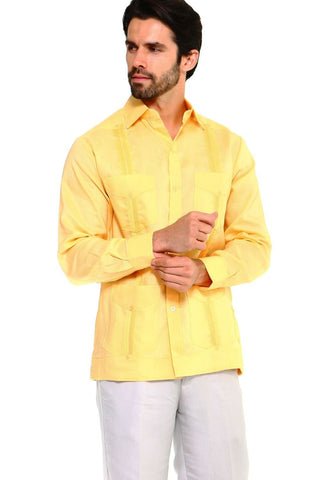 Mojito Men's Plus Size Guayabera Shirt Premium 100% Linen Long Sleeve 3X-8X