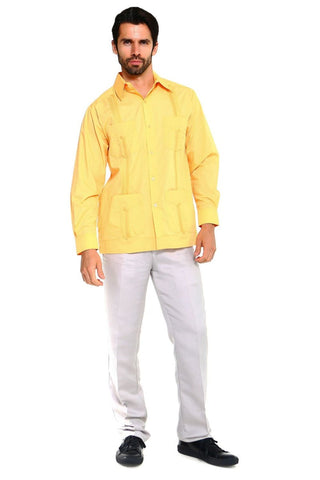 Mojito Men's Plus Size Guayabera Shirt Premium 100% Linen Long Sleeve 3X-8X
