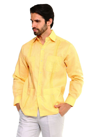 Mojito Men's Plus Size Guayabera Shirt Premium 100% Linen Long Sleeve 3X-8X