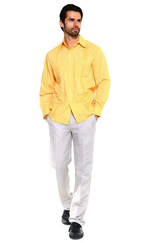Mojito Men's Plus Size Guayabera Shirt Premium 100% Linen Long Sleeve 3X-8X