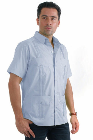 Mojito Men's Plus Size Classic Four-Pocket Guayabera Poly Cotton Blend Short Sleeve 3X-8X