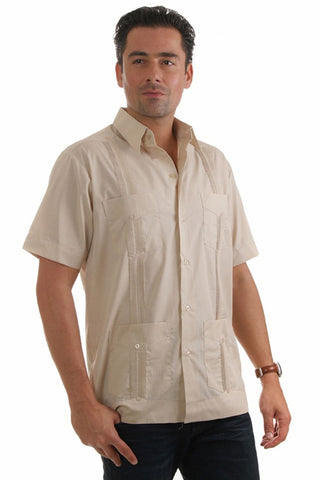 Mojito Men's Plus Size Classic Four-Pocket Guayabera Poly Cotton Blend Short Sleeve 3X-8X