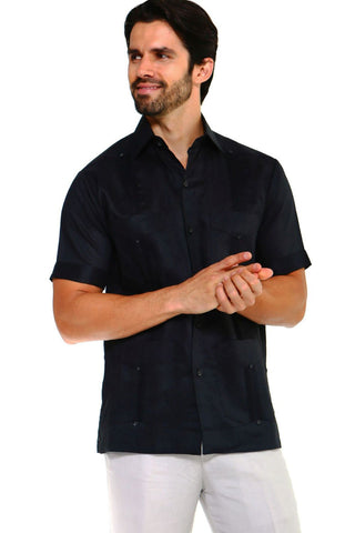 Mojito Men's Plus Size Classic Four-Pocket Guayabera Poly Cotton Blend Short Sleeve 3X-8X
