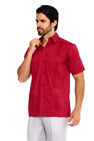 Mojito Men's Plus Size Classic Four-Pocket Guayabera Poly Cotton Blend Short Sleeve 3X-8X