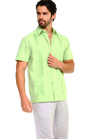 Mojito Men's Plus Size Classic Four-Pocket Guayabera Poly Cotton Blend Short Sleeve 3X-8X