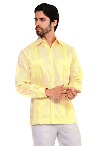 Mojito Men's Plus Size Guayabera Shirt Classic Poly Cotton Long Sleeve 3X-8X