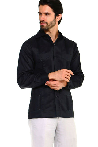 Mojito Men's Plus Size Guayabera Shirt Classic Poly Cotton Long Sleeve 3X-8X