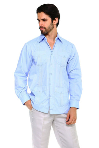 Mojito Men's Plus Size Guayabera Shirt Classic Poly Cotton Long Sleeve 3X-8X