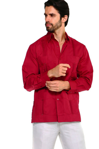 Mojito Men's Plus Size Guayabera Shirt Classic Poly Cotton Long Sleeve 3X-8X