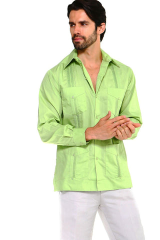 Mojito Men's Plus Size Guayabera Shirt Classic Poly Cotton Long Sleeve 3X-8X