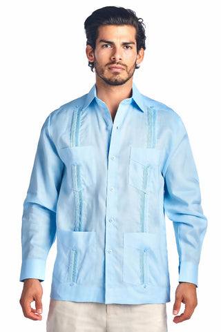 Mojito Men's Plus Size Guayabera Shirt Classic Poly Cotton Long Sleeve 3X-8X