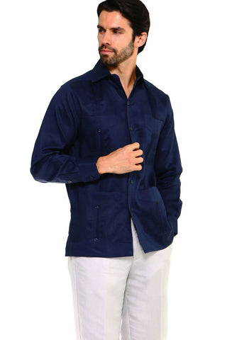 Mojito Men's Plus Size Guayabera Shirt Classic Poly Cotton Long Sleeve 3X-8X