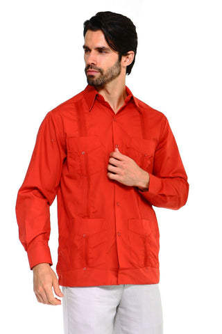 Mojito Men's Plus Size Guayabera Shirt Classic Poly Cotton Long Sleeve 3X-8X