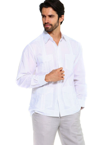 Mojito Men's Plus Size Guayabera Shirt Classic Poly Cotton Long Sleeve 3X-8X