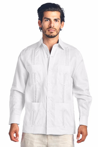 Mojito Men's Plus Size Guayabera Shirt Classic Poly Cotton Long Sleeve 3X-8X