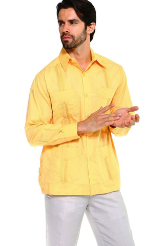 Mojito Men's Plus Size Guayabera Shirt Classic Poly Cotton Long Sleeve 3X-8X