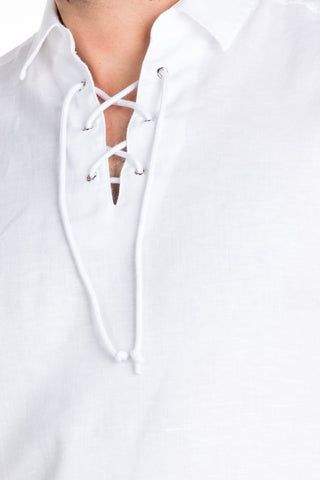 Men's Beach Resort Wear Linen Shirt Short Sleeve Lace Up Collar - Mojito Collection - Beachwear, Mens Shirt, Mojito Linen Shirt, Resort Wear, Short Sleeve Shirt