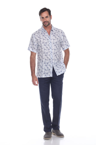 Casual Linen Print Short Sleeve Shirt - Mojito Collection - Beachwear, Mens Shirt, Mojito Linen Shirt, Resort Wear, Short Sleeve Shirt