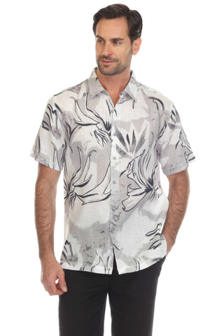 Casual Linen Print Short Sleeve Shirt