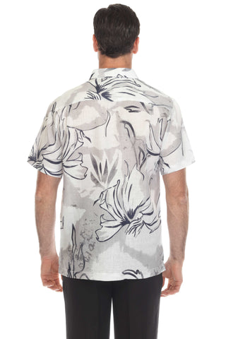 Casual Linen Print Short Sleeve Shirt