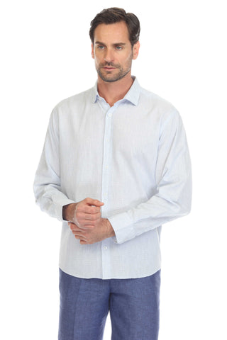 Slim Fit Casual Linen Blend Shirt Long Sleeve Button Down