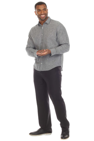 Mojito Collection Slim Fit Casual 100% Linen Shirt Long Sleeve Button Down