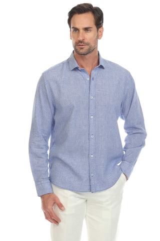 Mojito Collection Slim Fit Casual 100% Linen Shirt Long Sleeve Button Down